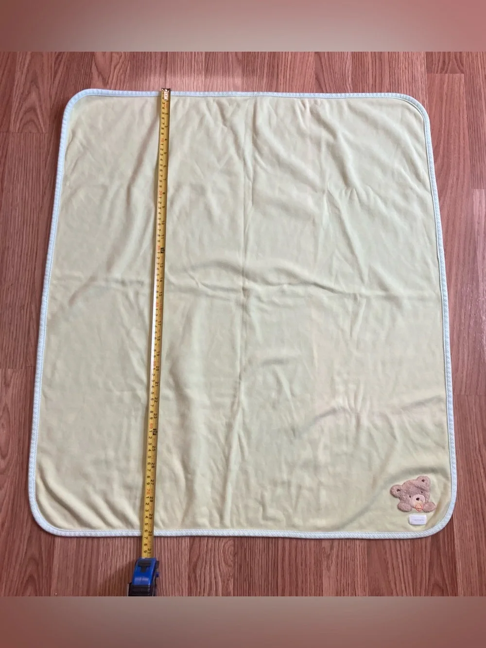 Carters Joy Is Baby Blanket Teddy Bear Green Gingham Trim Stripes 26 x 30